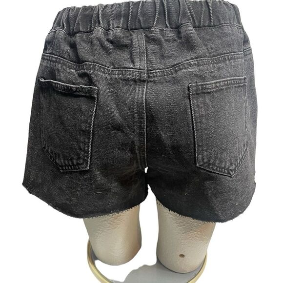 Wish List denim jean shorts,distressed pull on w/ draw string, black size S - Picture 2 of 5